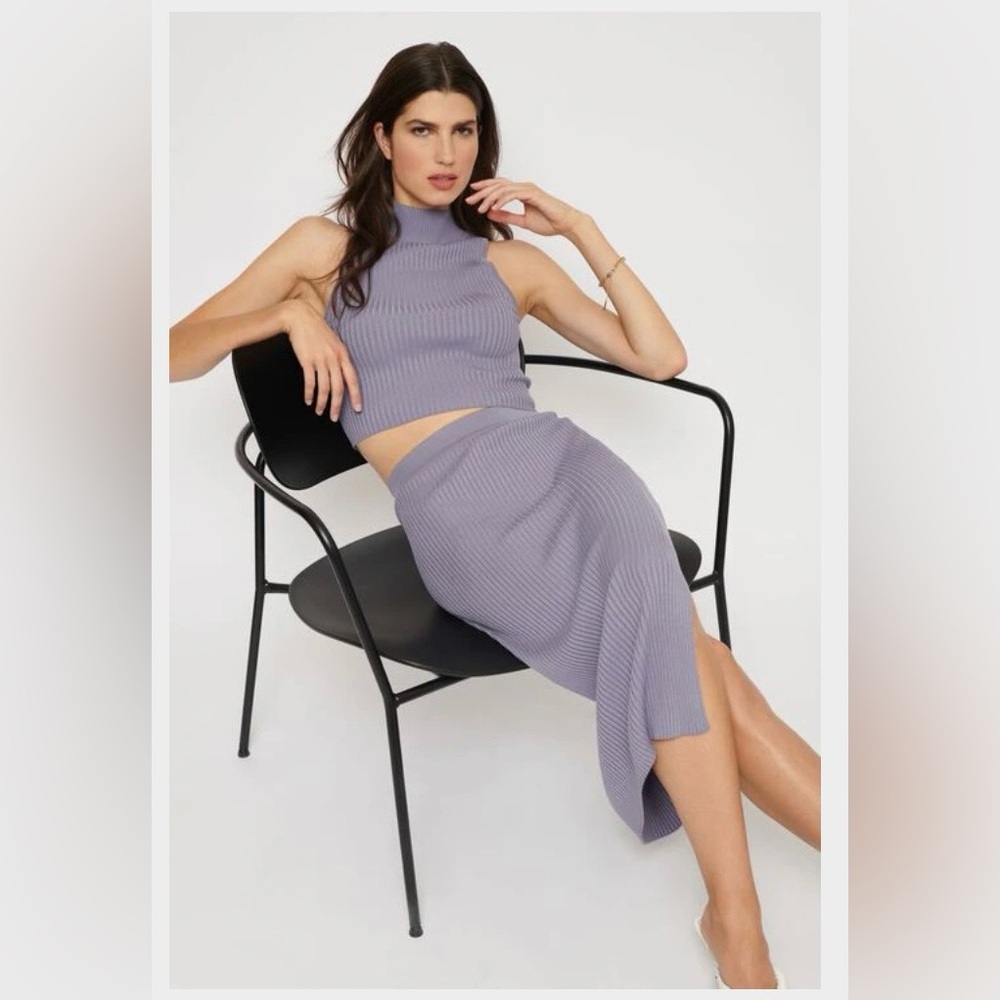NEW Dynamite Knit Midi Yarn Skirt - Size XS | Color: Silver Bullet